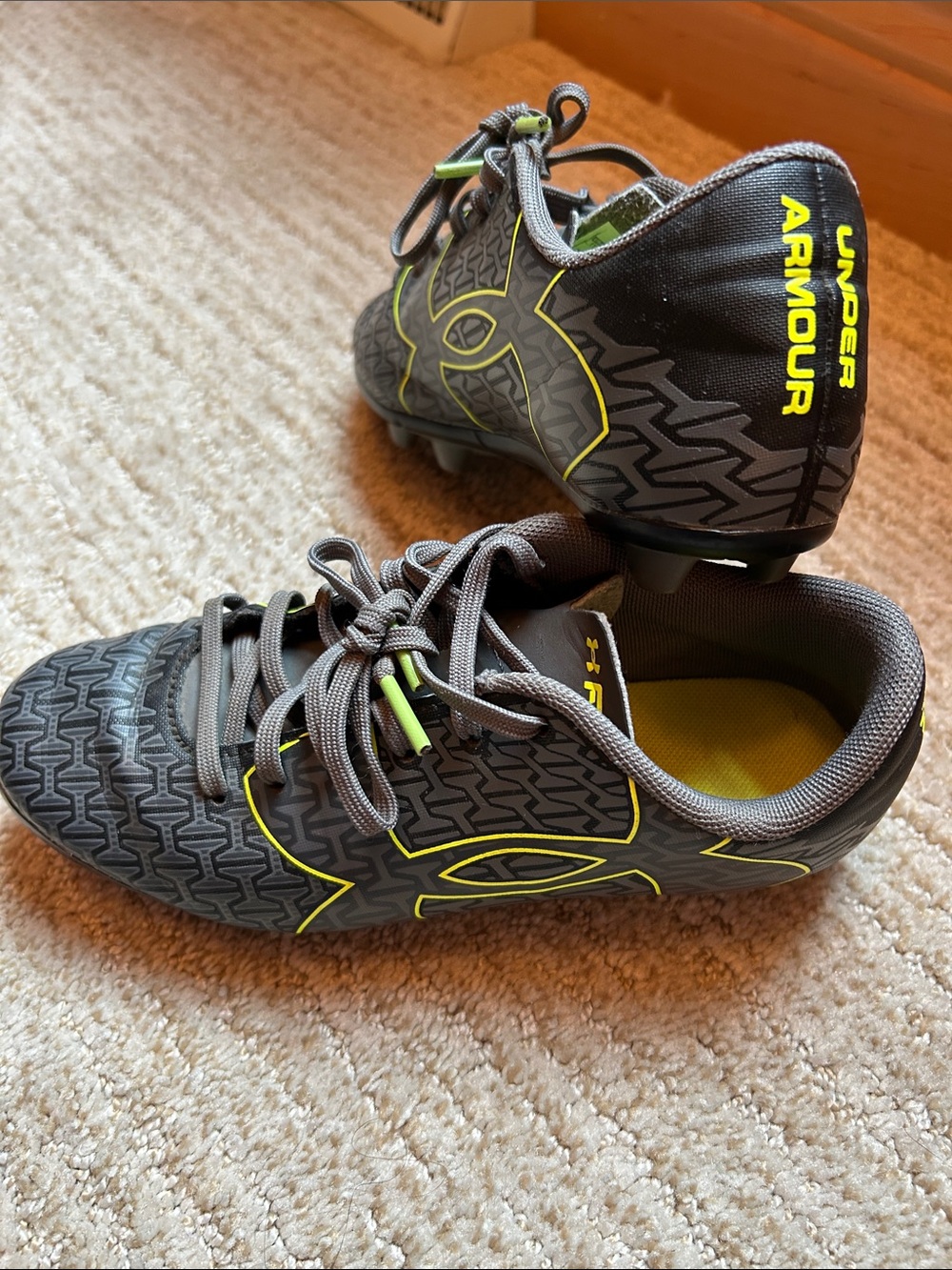 Under Armour Gray with Neon Yellow Soccer Cleats